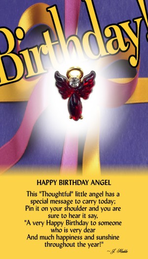 The Happy Birthday Angel has a moonstone body and matching manufactured modulated wings. The head stone on the angel is a Genuine Austrian Crystal with a halo hovering over the head.