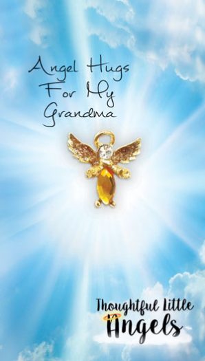Angel Hugs For Grandma pin and Greeting Card