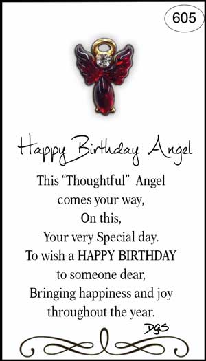 Happy Birthday Angel Pin and Greeting Card – Thoughtful Little Angels